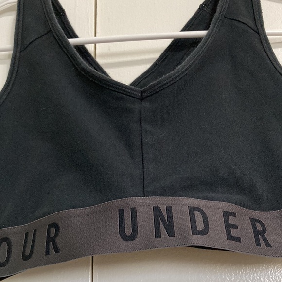 UNDER ARMOUR Racer Back Black Gray Trim Sports Exercise Running Bra Womens Small - Picture 7 of 13